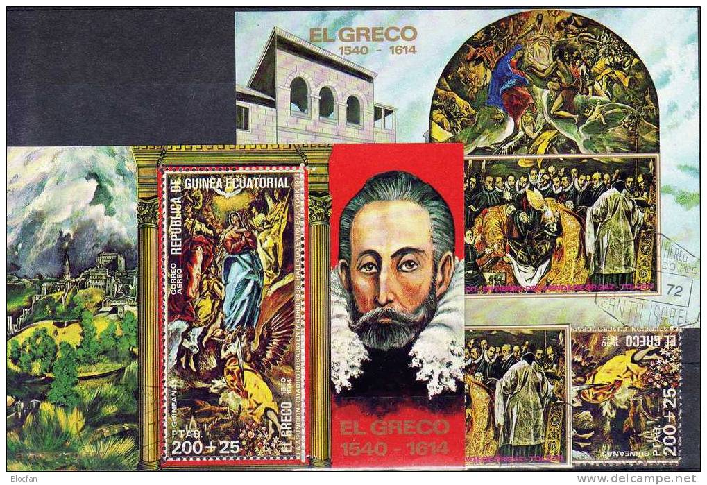 Gemälde Maler El Greco 1976 Äquatorial Guinea 820/1, Block 114 Plus 115 O 8€ Museum New York Painting Sheet From Africa - Schilderijen