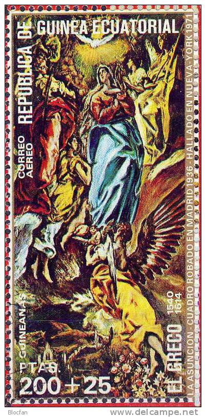 Gemälde Maler El Greco 1976 Äquatorial Guinea 820/1, Block 114 Plus 115 O 8€ Museum New York Painting Sheet From Africa - Cuadros