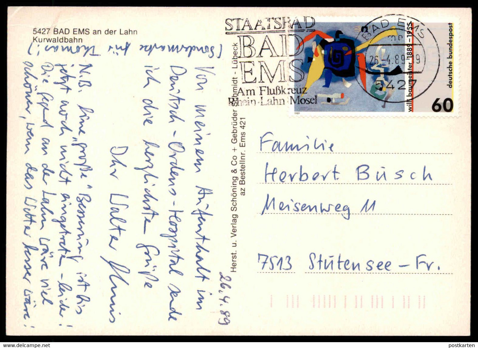 ÄLTERE POSTKARTE BAD EMS KURWALDBAHN Train Zug Bahn Seilbahn Ansichtskarte AK Cpa Postcard - Eisenbahnen