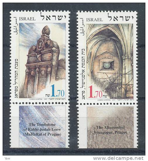 ISRAELE 1997 MONUMENTI EBRAICI A PRAGA. SERIE COMPLETA MNH** YT 1359-60 - Judaika, Judentum
