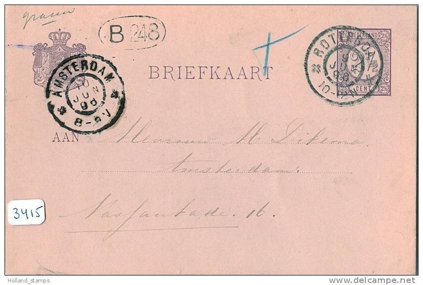 HANDGESCHREVEN BRIEFKAART Uit 1896 V. ROTTERDAM Naar AMSTERDAM  (3415) - Postal Stationery