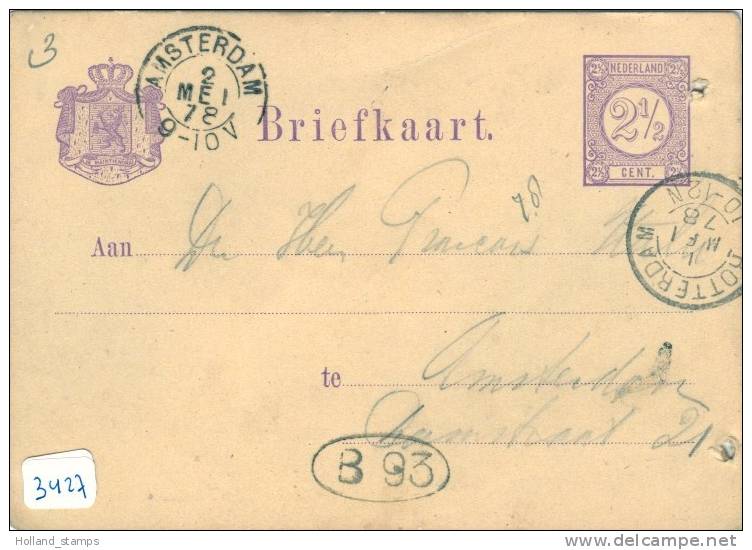 HANDGESCHREVEN Uit 1878 Van ROTTERDAM Naar AMSTERDAM (3427) - Postal Stationery