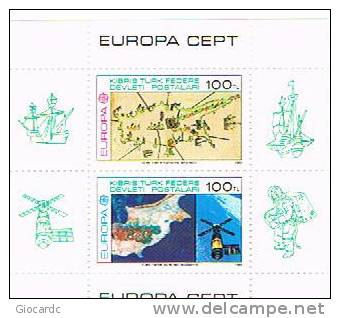 CIPRO TURCA (TURKISH CYPRUS)  - UNIF. BF4 1983 EUROPA CEPT: LE GRANDI OPERE DEL GENIO UMANO - FOGLIETTO NUOVO (MINT)** - Nuovi