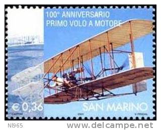 REPUBBLICA Di SAN MARINO - ANNO 2003  - ANNIVERSARIO PRIMO AEROPLANO A MOTORE - VALORI 4  - NUOVI MNH ** - Neufs