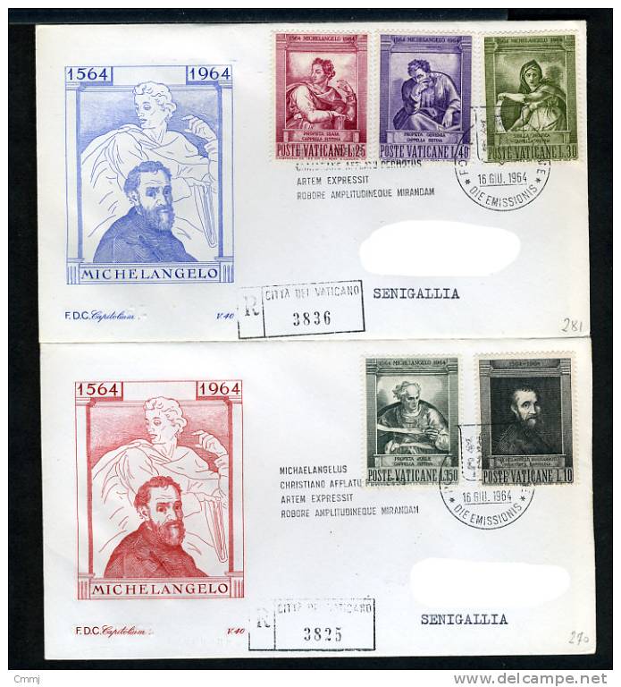 1964 - VATICANO - VATIKAN - VATICAN - VATICAAN - NR.  387/91 - F.D.C. Capitolium  Viaggiata (bollo Di Ritorno Al Retro) - Storia Postale