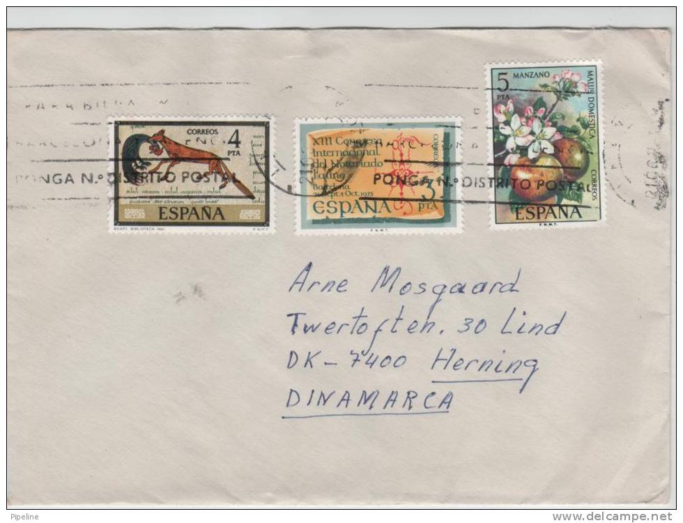 Spain Cover Sent To Denmark - Lettres & Documents