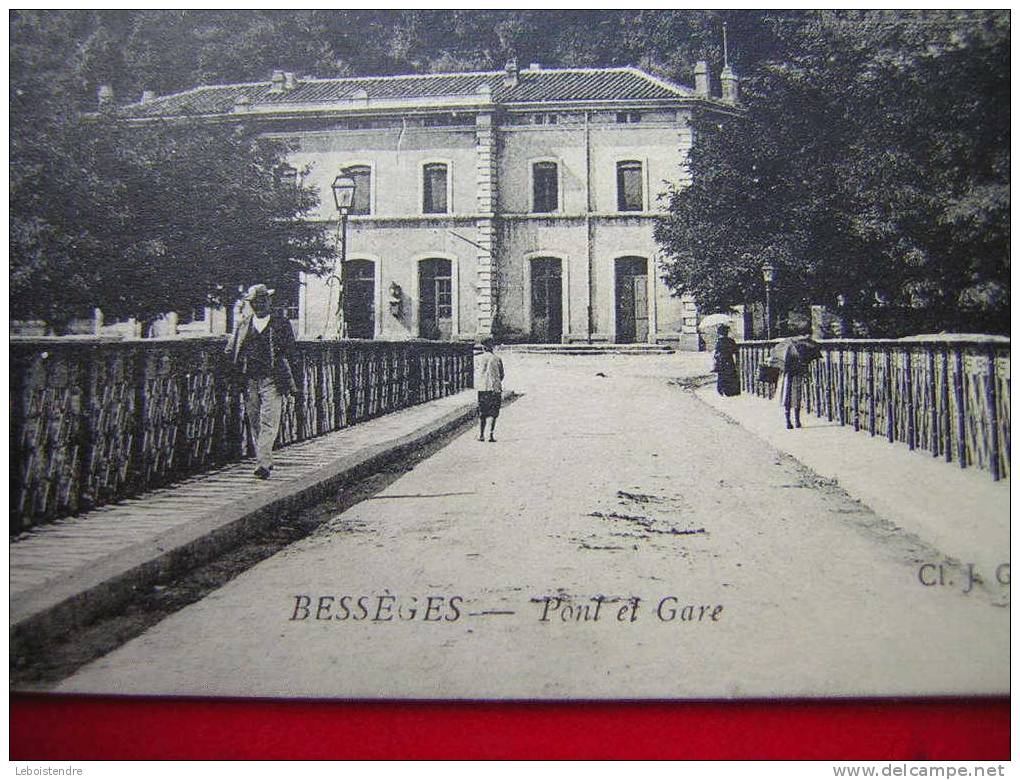 CPA-30-GARD-BESSEGES-PONT ET GARE-ANIMEE-CARTE EN BON ETAT -3 PHOTOS DE LA CARTE - Bessèges