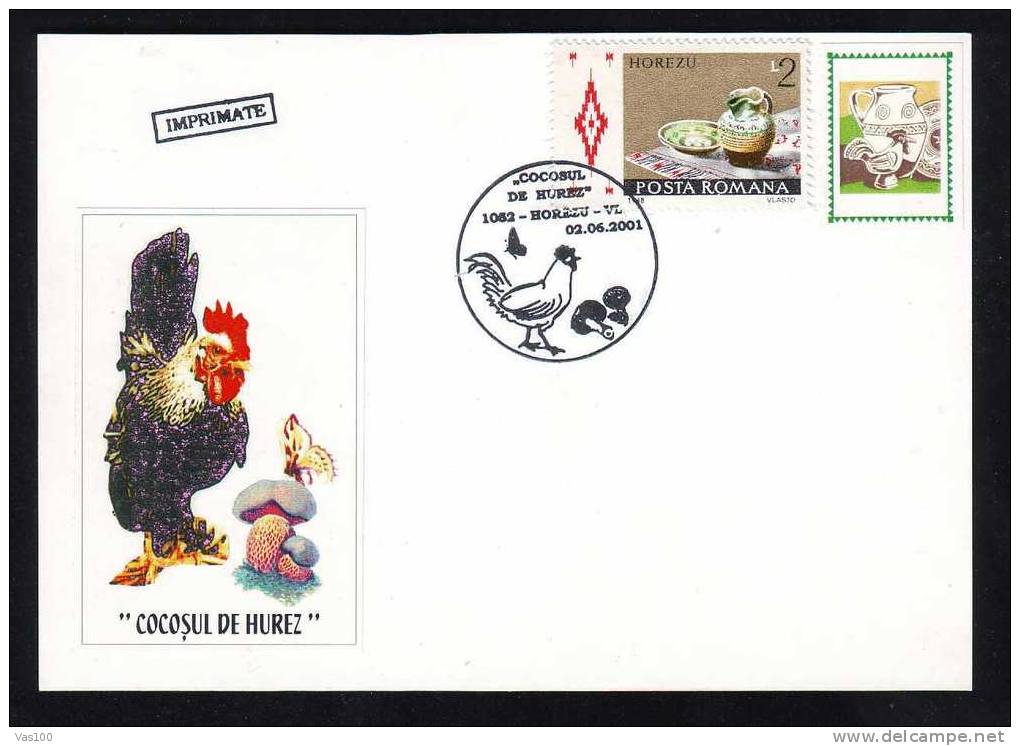 ROMANIA  2001 Rare Postcard Chicken Eggs Hen Farm Farming Birds & CHAMPIGNONS . - Gallinacées & Faisans