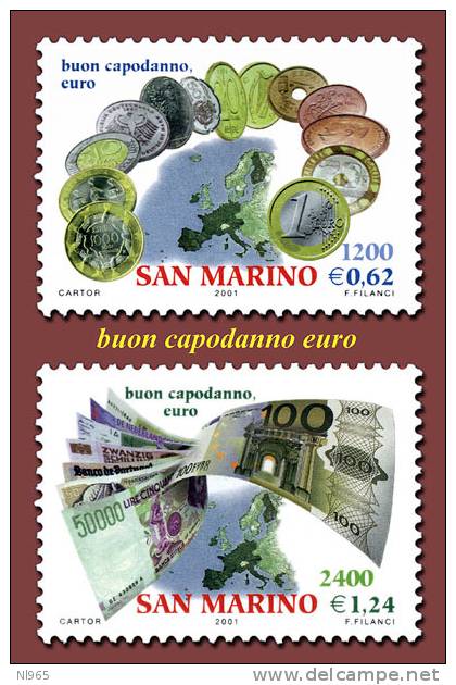 REPUBBLICA DI SAN MARINO - ANNO 2001 - BUON CAPODANNO EURO - NUOVI MNH ** - Ungebraucht