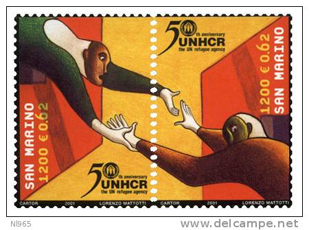 REPUBBLICA DI SAN MARINO - ANNO 2001 - ALTO COMMISSARIATO NAZIONI UNITE PER I RIFUGIATI - NUOVI MNH ** - Unused Stamps