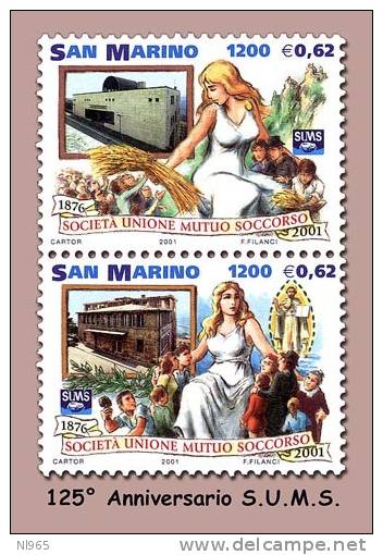 REPUBBLICA DI SAN MARINO - ANNO 2001 - SOCIETA´ UNIONE MUTUO SOCCORSO  - NUOVI MNH ** - Unused Stamps