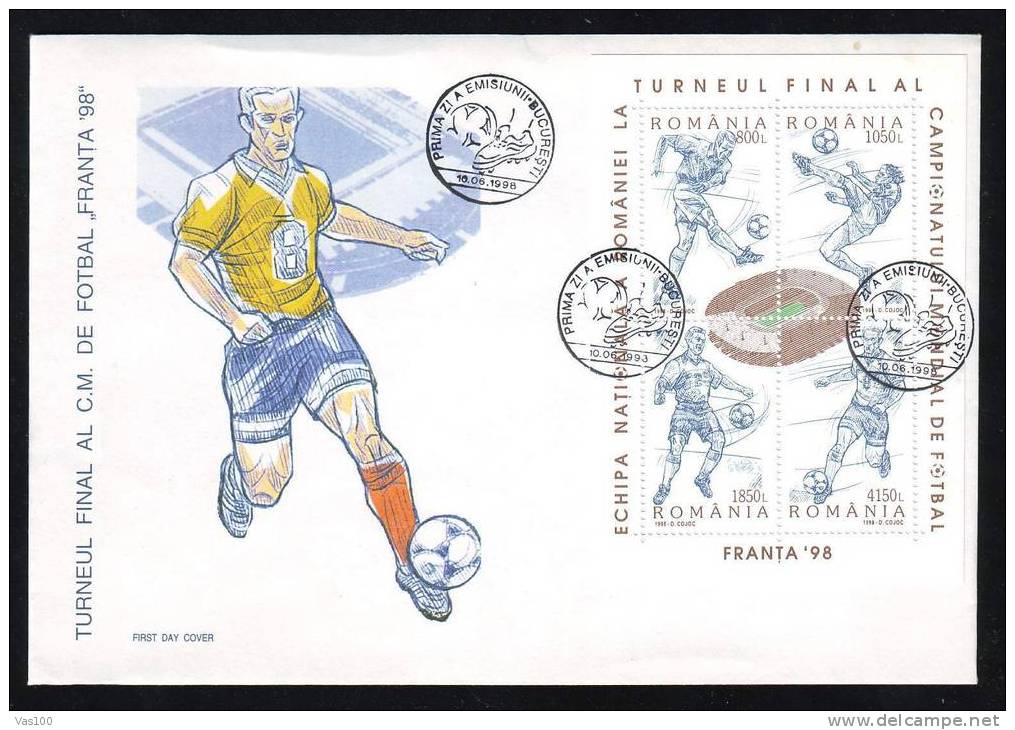 Romania  Cover FDC  World Campionship FOOTBALL ,SOCER  FRANCE  1998 . - FDC