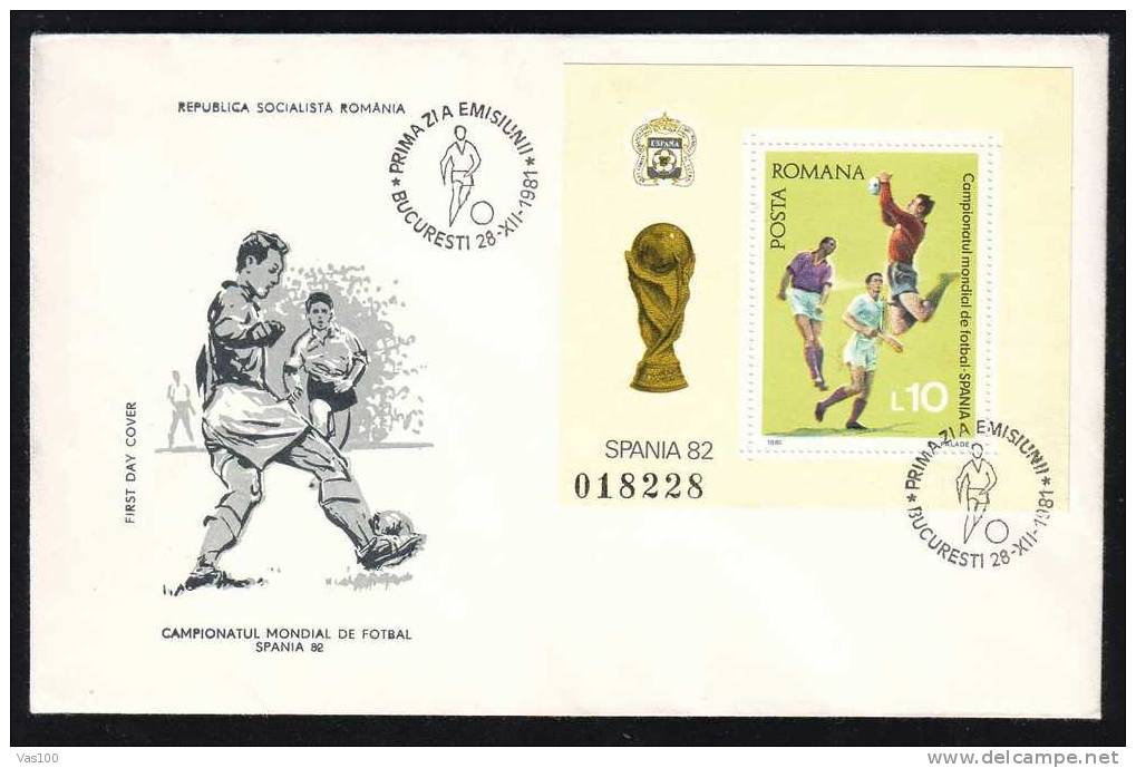 Romania  Cover FDC  World Campionship FOOTBALL ,SOCER  SPAIN  1982 . - FDC