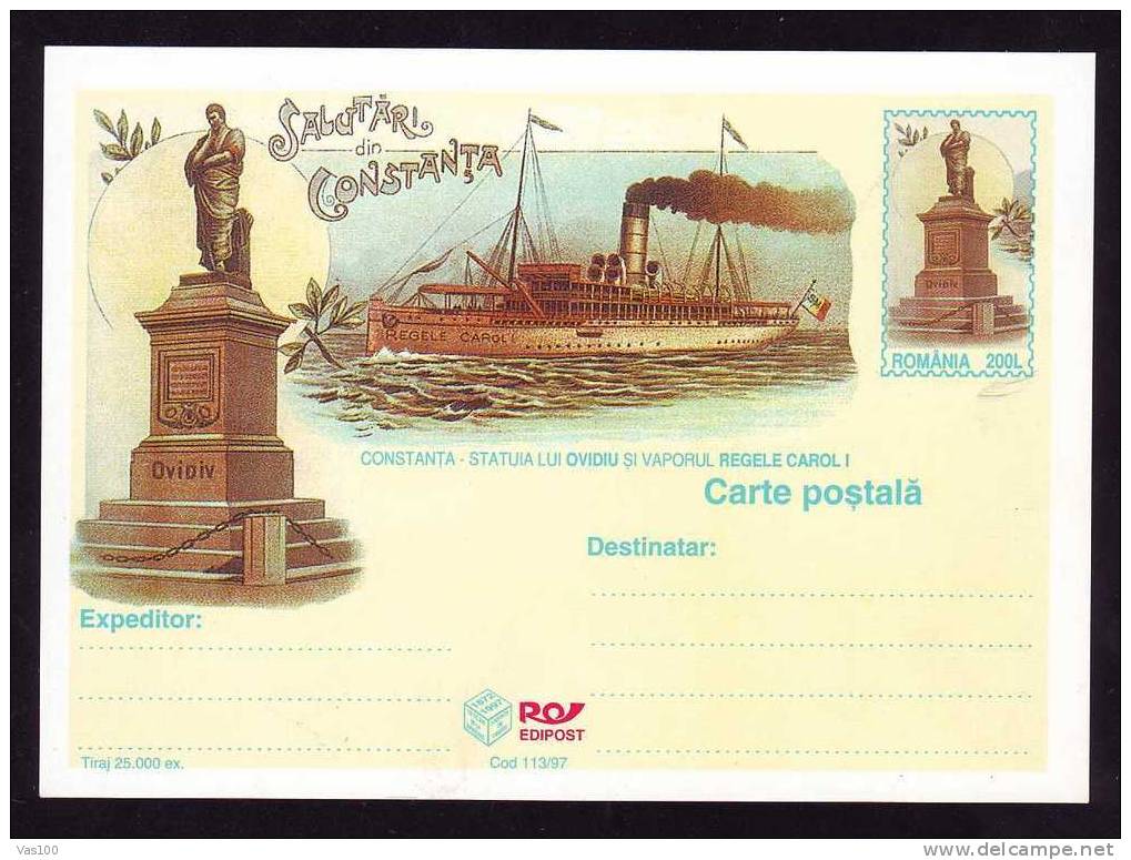 Romania 1997 Postcard Old Bateaux King Carol Royal,edition De Luxe. - Koninklijke Families