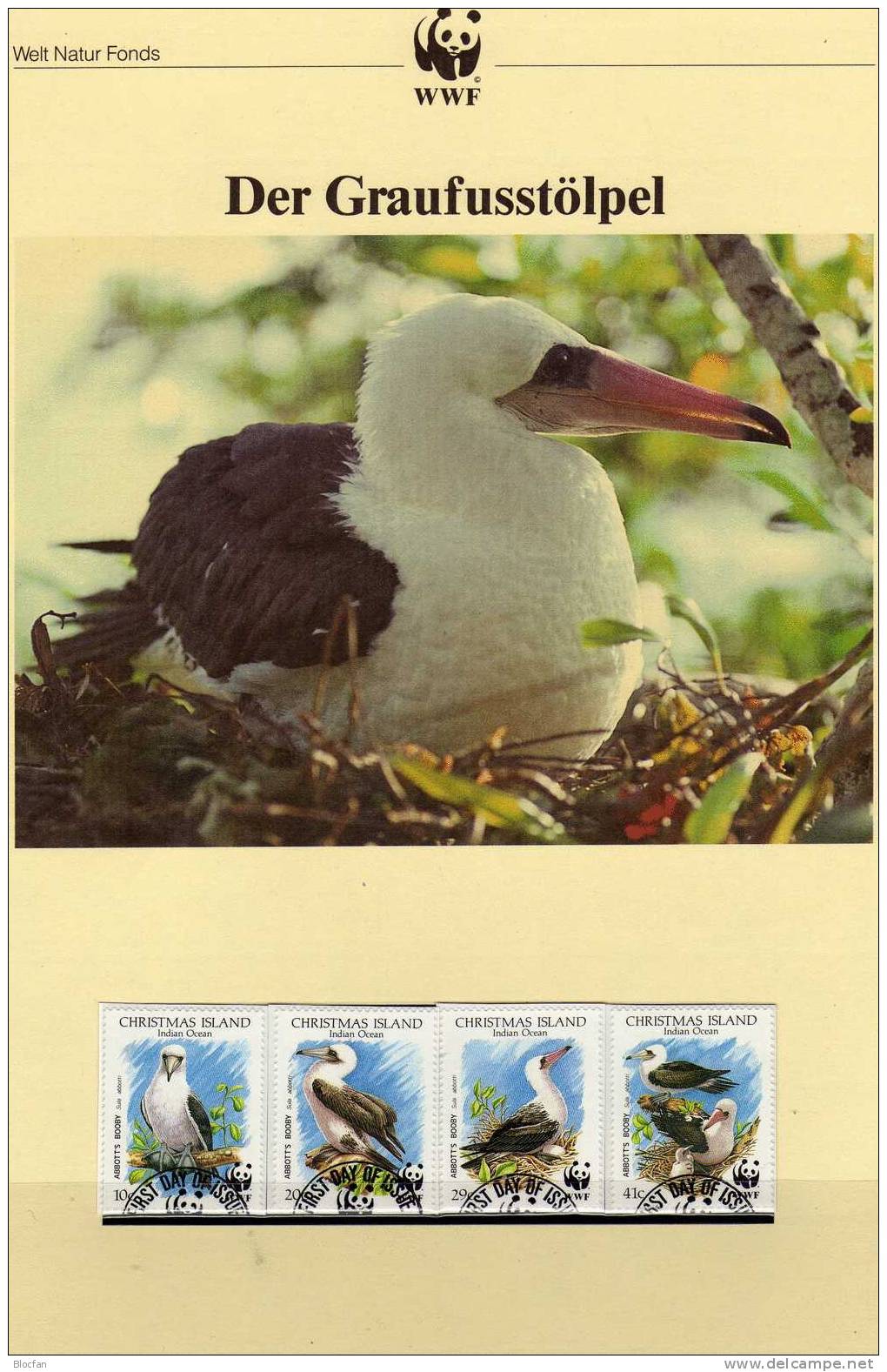 WWF-Set 98 Weihnachts-Inseln 303/5 O 9€ Graufuss-Tölpel Mit Dokumentation - Christmas Island