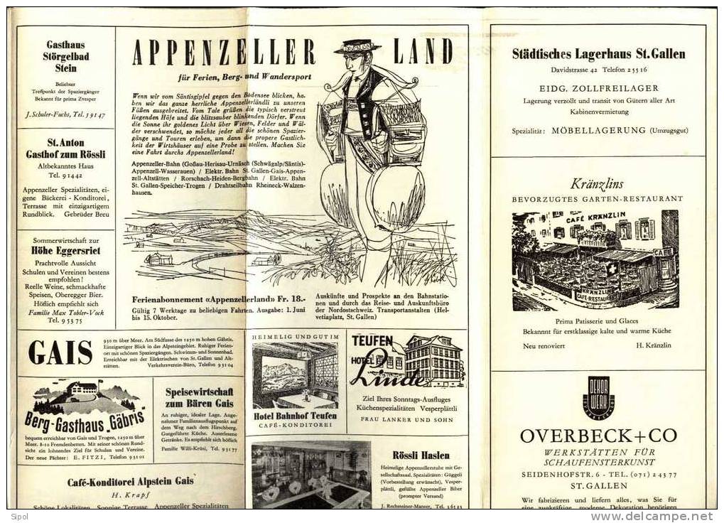 St Gallen Plan Mit Strassenverzeichnis Und Führer Durch Die Stadt (1950 ) BE - Suiza