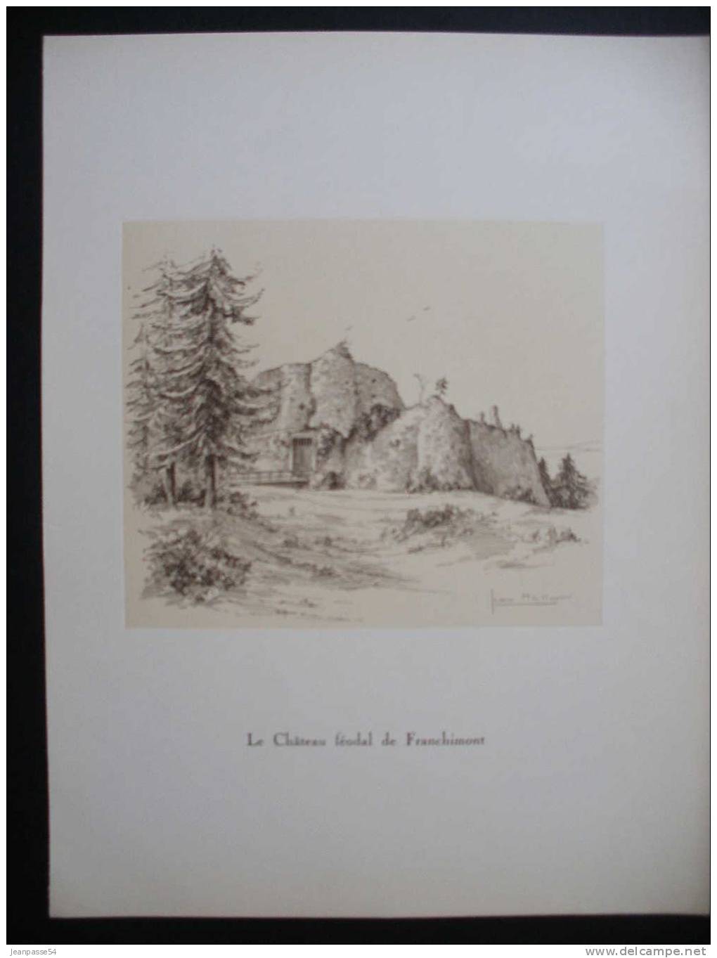 Le Château Féodal De Franchimont. Gravure Originale Signée De Jean Müller - Prints & Engravings