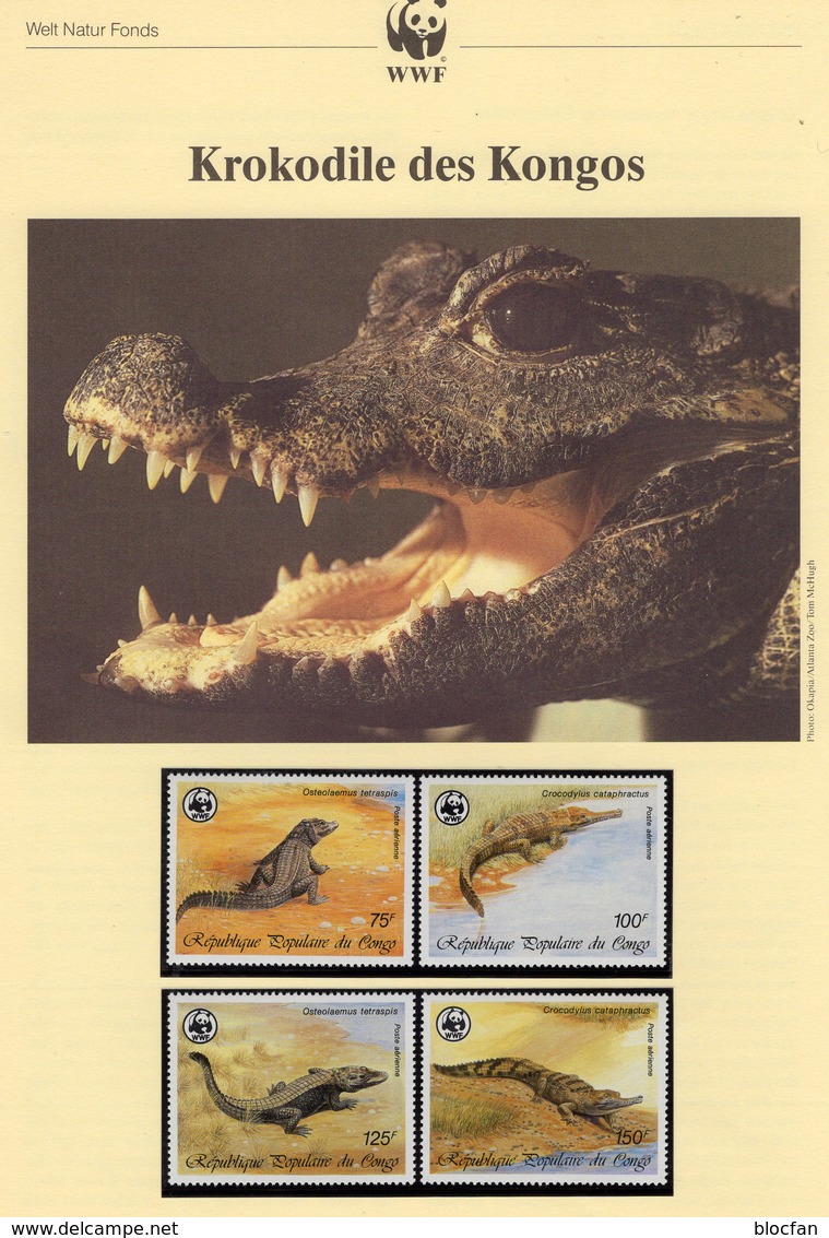 WWF-Set 45 Congo 1063/6 ** 16€ Kongo-Krokodile 1987 Naturschutz Dokumentation Wildlife Stamps Of AFRICA - Ungebraucht