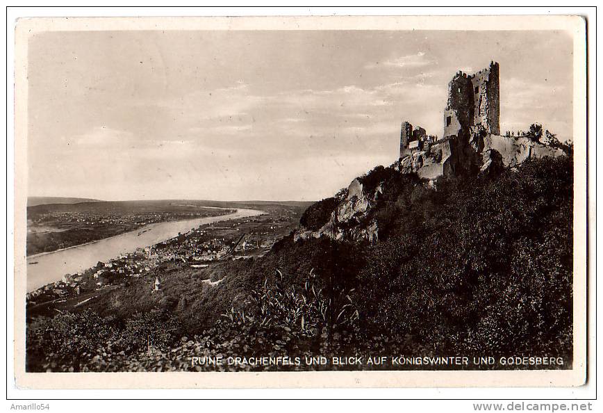 RAR Foto AK Ruine Drachenfels, Königswinter, Godesberg 1932 - Drachenfels