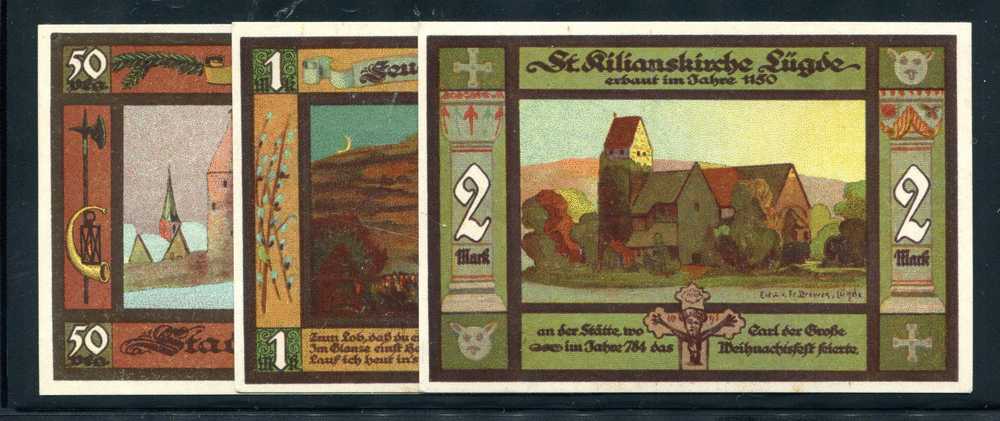 Germany Old City Banknotes Set, Notgeld Lugde 1921 - Lokale Ausgaben