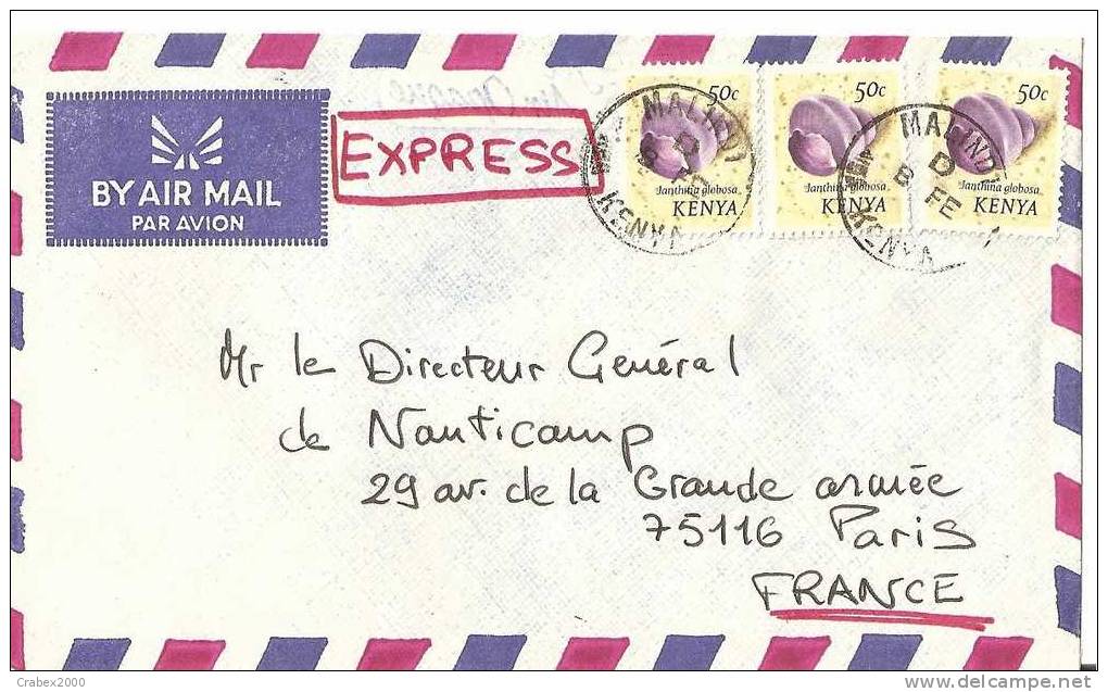 N° Y&t    40    Lettre     MALINDI     Vers    FRANCE - Kenya (1963-...)