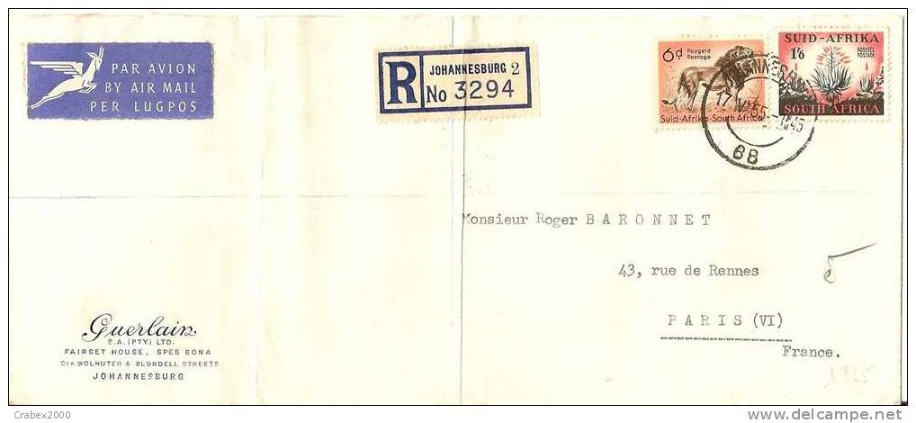 N° Y&t 208+198   Lettre      JOHANNESBURG    Vers    FRANCE   Le      17 MAI1955 - Storia Postale