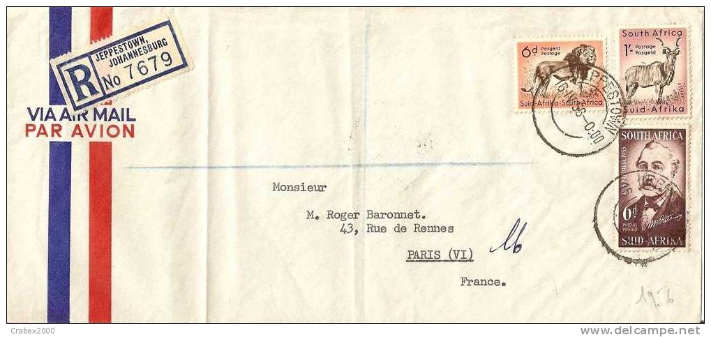 N° Y&t 208+209+216   Lettre      JEPPESTOWN    Vers    FRANCE   Le      16 AVRIL1956 - Storia Postale