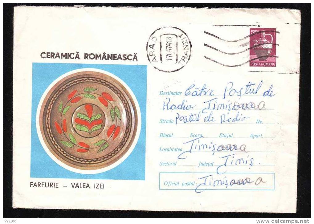 Romania  1973 PORCELAINE  CERAMICS ENTIER POSTAUX COVER Code. 1236/73. - Porcelaine
