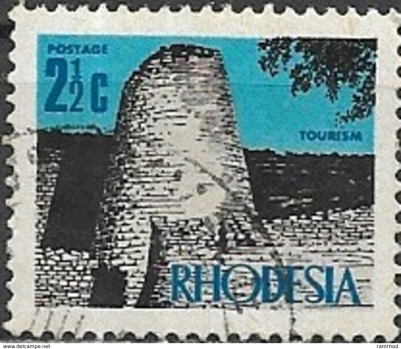 RHODESIA 1970 Decimal Currency - 21/2c Zimbabwe Ruins FU - Rhodesien (1964-1980)