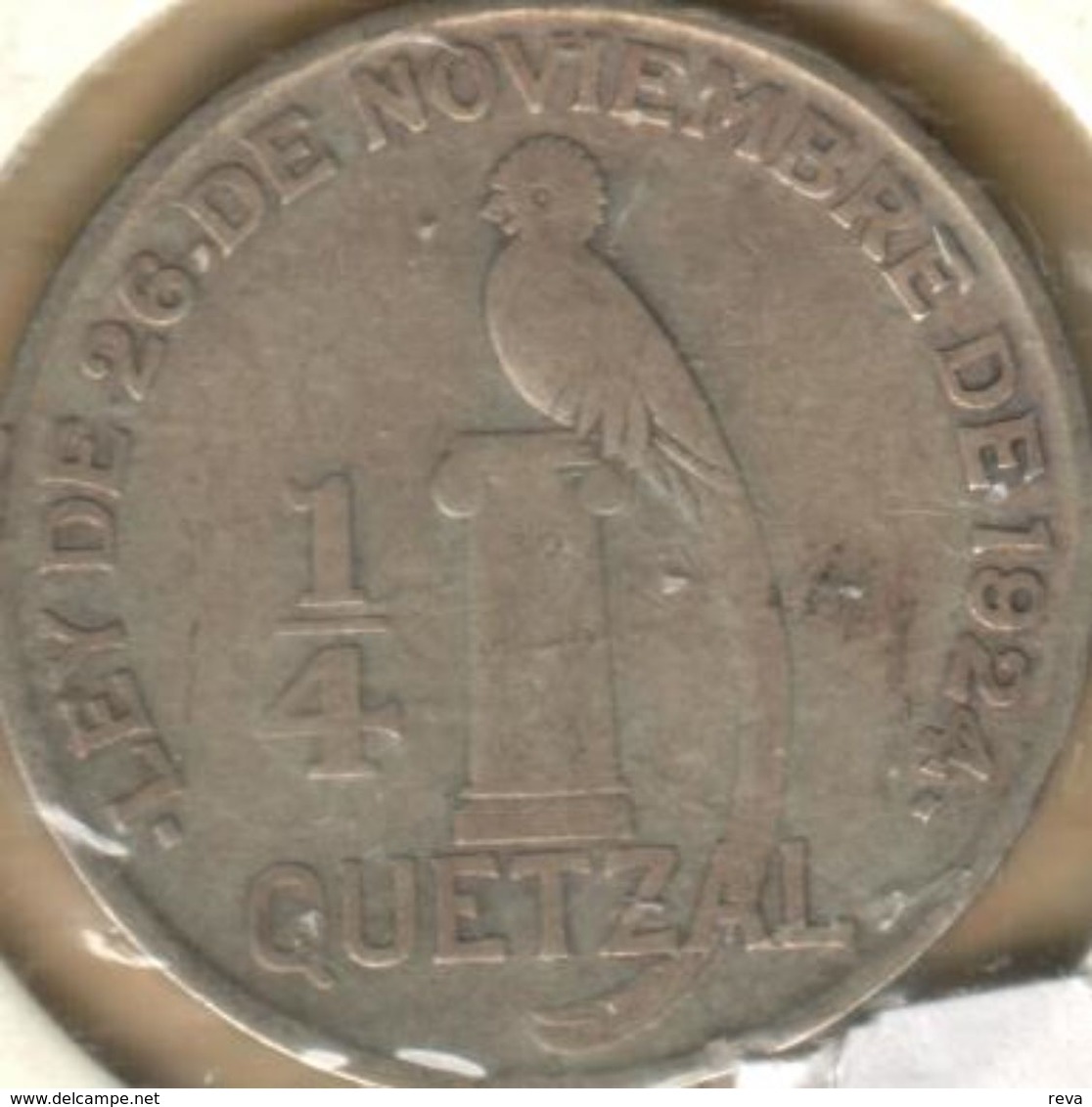 GUATEMALA 1/4 QUETZAL BIRD FRONT EMBLEM BACK 1926 SILVER F+  SCARCE KM? READ DESCRIPTION CAREFULLY !!! - Guatemala