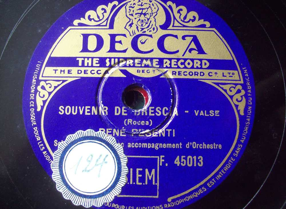 DISQUE GRAMOPHONE 78 TOURS / R 490 / RENE PESENTI _ LES TRILETS _ SOUVENIR DE DRESCIA - 78 T - Discos Para Fonógrafos