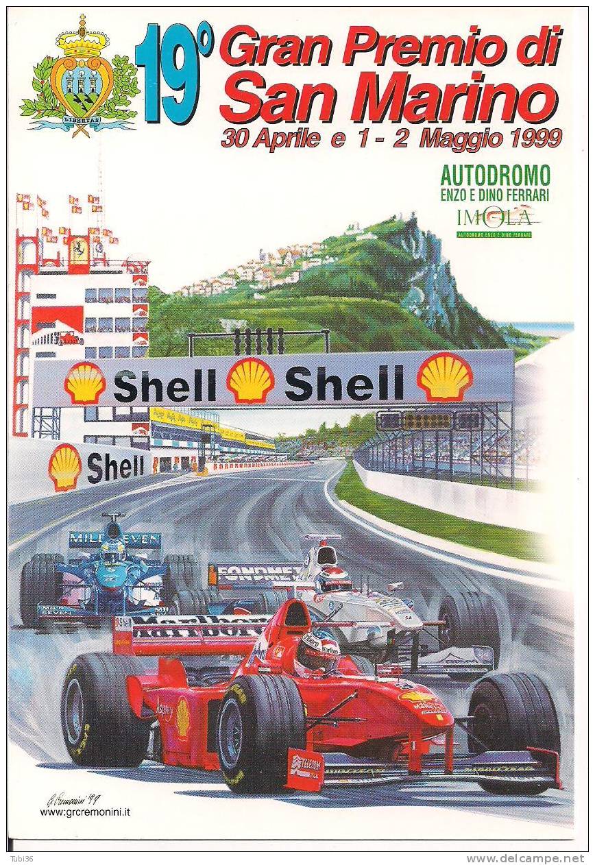 GRAN PREMIO DI SAN MARINO  1999 - 19 -CARTOLINA PUBBLICITARIA  TIRATURA LIMITATA . - Imola