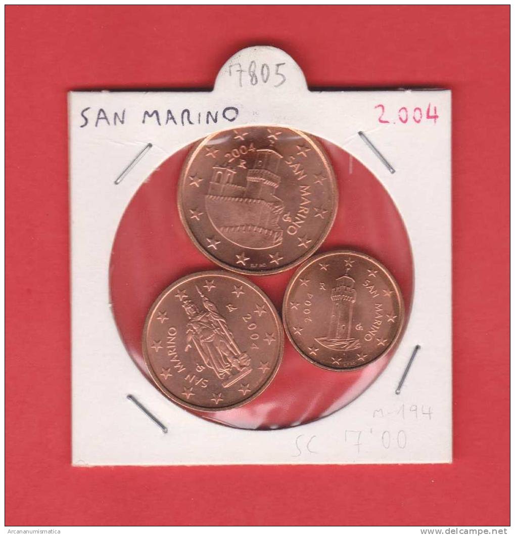 SAN  MARINO   0,01€ + 0,02€ + 0,05€    2.004    SC/UNC       DL-7805 - San Marino