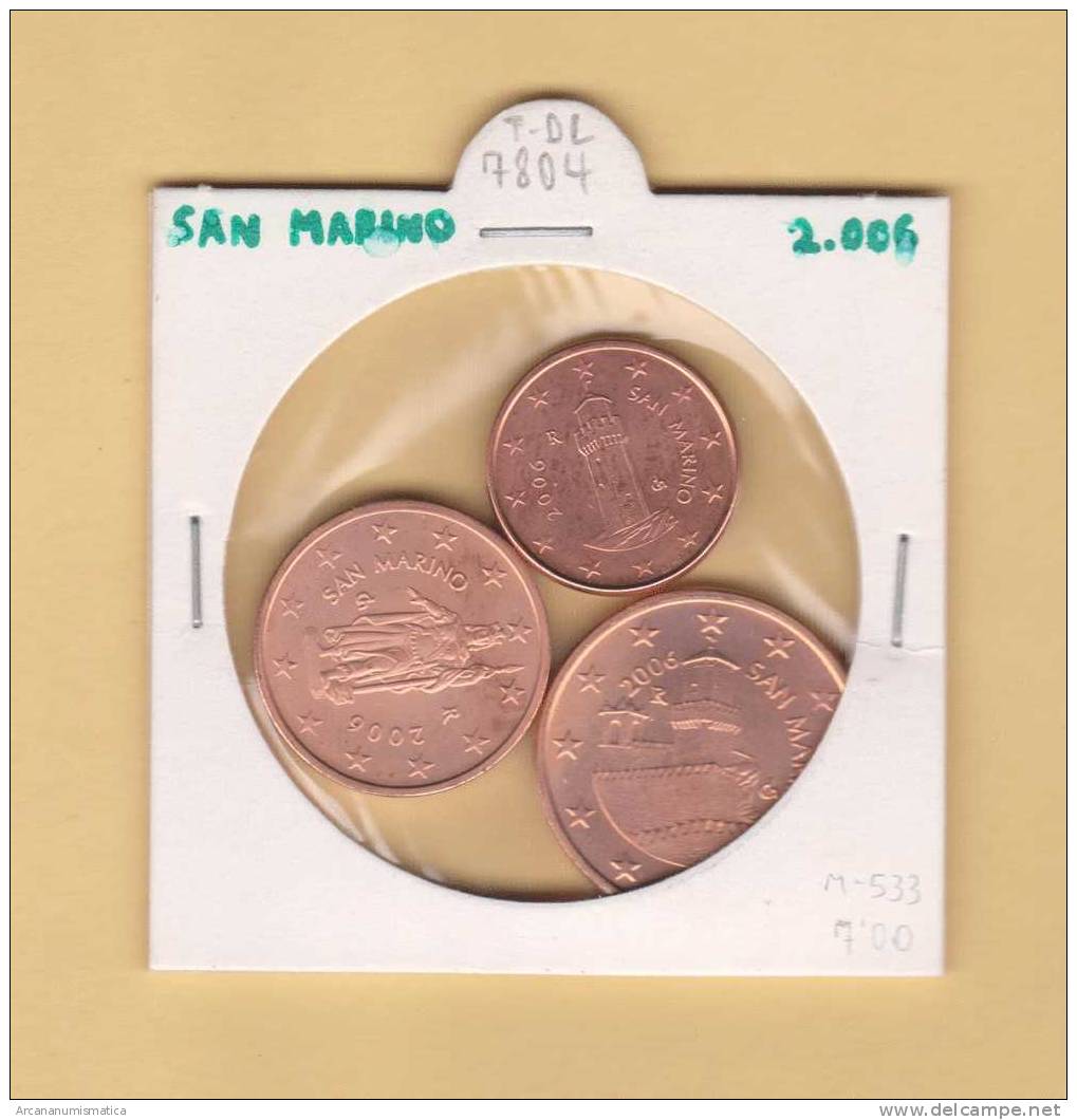 SAN  MARINO   0,01€ + 0,02€ + 0,05€    2.006    SC/UNC       DL-7804 - San Marino