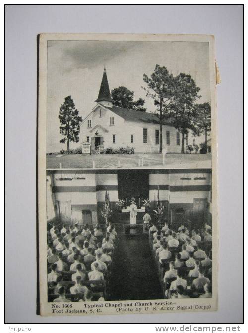 Fort Jackson SC    Multi View     Typical Chapel & Service 1946 Cancel - Andere & Zonder Classificatie