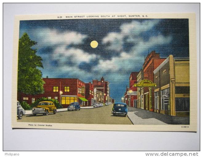 Sumter Sc   Main Street At Nite    Linen - Andere & Zonder Classificatie