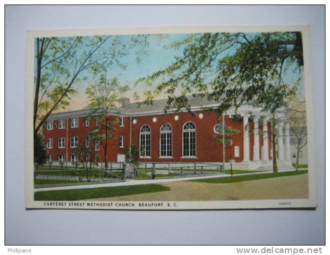 Beaufort Sc     Carteret Street  Methodist Church   Vintage WB - Altri & Non Classificati