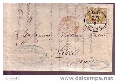 No 32- Cachet Simple Cercle GAND 1877 Vers LILLE - Entête Verbeke & Berreman à Gand - Correo Rural