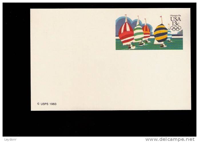 Postal Card - Yachting - Olympics '84 - UX100 - 1981-00