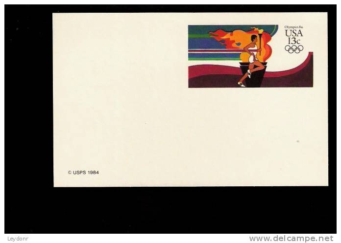 Postal Card - Runner Carrying Olympic Torch '84 Olympics - UX102 - 1981-00