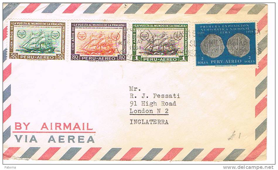 Carta ,aerea, LIMA 1951 ( Peru) Cover, Lettre, Letter - Pérou