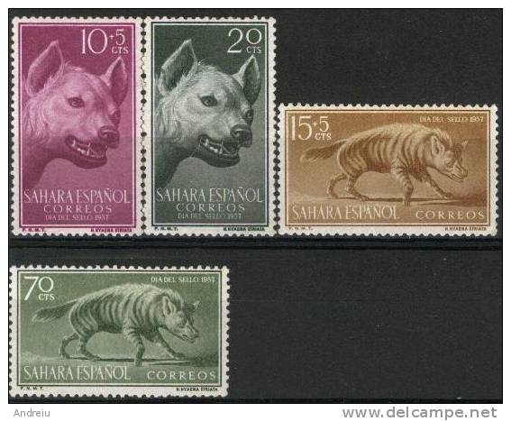 1957  -Spanish Sahara, Animals 4v, Fauna, Hyenas, Hyenes, Michel:173/76 MNH - Sahara Spagnolo