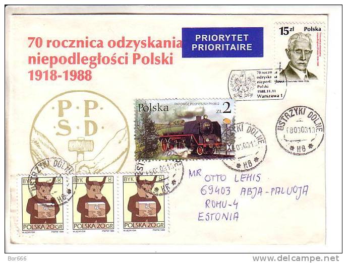 GOOD POLAND Postal Cover To ESTONIA 2003 - Good Stamped: Train - Briefe U. Dokumente