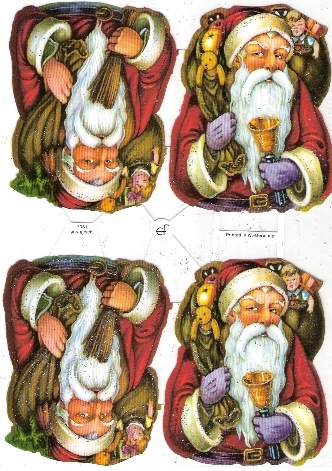 Planche  4 Pères Noël Avec Hotte, Dimension Planche 17x24 Cm - Kerstmotief