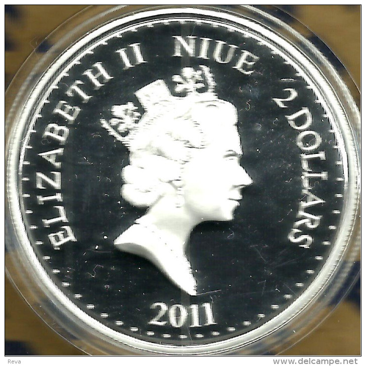 NIUE $2 BOURKE EXPEDITION AUSTRALIA ANIMAL FRONT QEII BACK 2011 AG SILVER PROOF READ DESCRIPTION CAREFULLY !!! - Niue