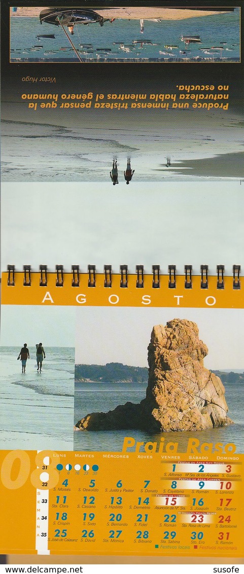 CALENDARIO SOBREMESA ARES 2008 En Gallego, Con Imágenes De Redes, Xunqueira, Costa, Praia, Chanteiro, Avarenta, Etc. - Grossformat : 2001-...