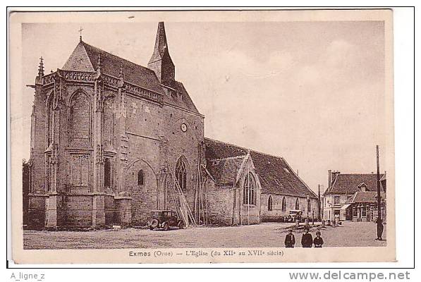 Ref 09 : Cpa 61 Exmes L'Eglise Voitures Anciennes - Exmes