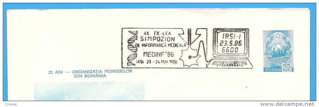 ROMANIA Postal Stationery Cover 1974. The Stamp IXI Medical Informatics Symposium IT PC - Informatique