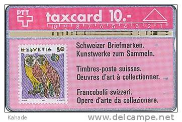 Schweiz    Phonecard Briefmarke Stamps  Timbre  Eule OWL  Hibou - Timbres & Monnaies