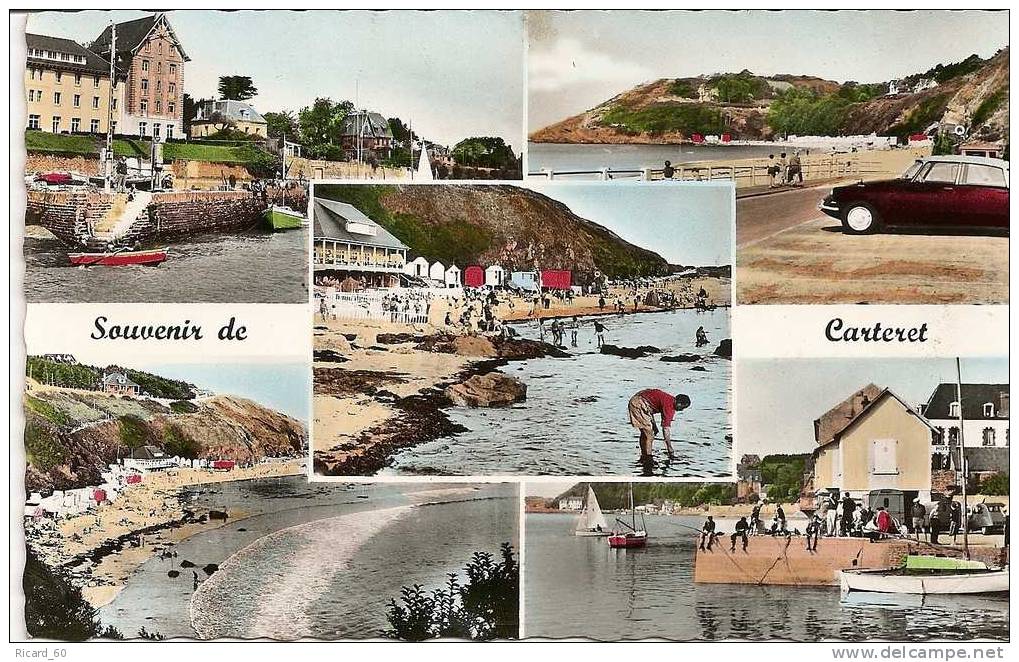 Cpa , Carteret, Multivues, Ds, Plage, Port... - Carteret